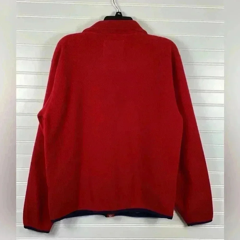 J.Crew Red Men's Full-zip Fleece Jacket  Size Medium 100% polyester